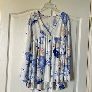 Free People Floral Bell Sleeve Blouse